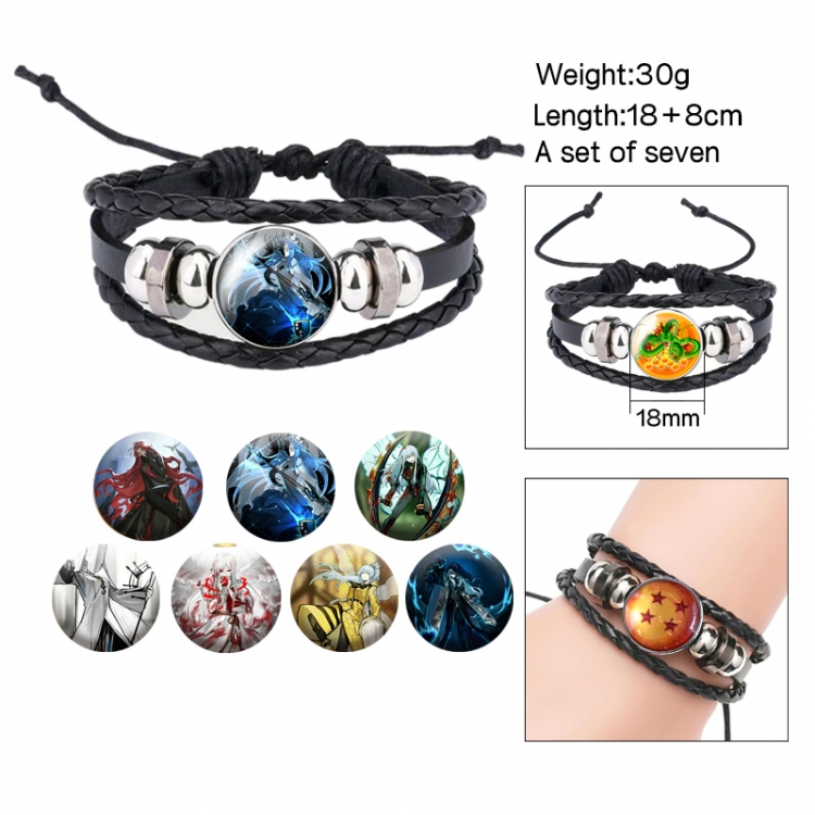 Library Of Ruina Anime Freestyle Crystal Leather Rope Bracelet Set Anime Freestyle Crystal Leather Rope Bracelet Set