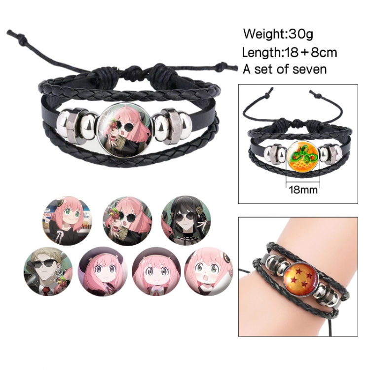 SPY×FAMIL Anime Freestyle Crystal Leather Rope Bracelet Set