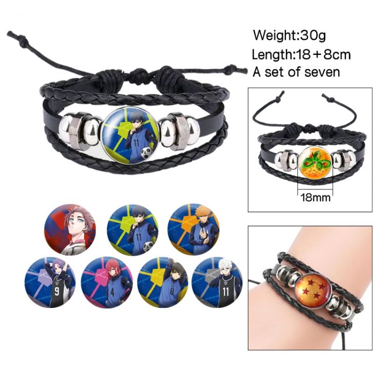 BLUE LOCK Anime Freestyle Crystal Leather Rope Bracelet Set