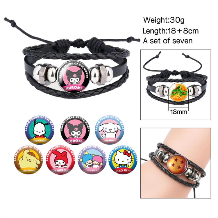 sanrio Anime Freestyle Crystal Leather Rope Bracelet Set