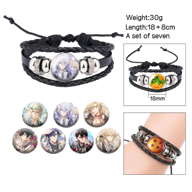 For All Time Anime Freestyle Crystal Leather Rope Bracelet Set