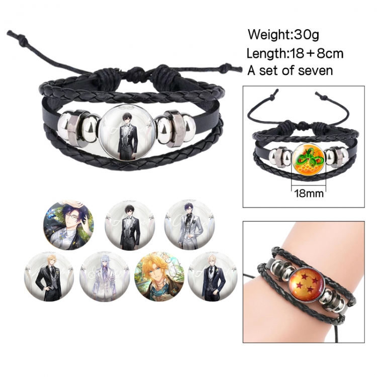 For All Time Anime Freestyle Crystal Leather Rope Bracelet Set