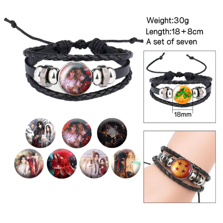 Heaven Official's Blessing Anime Freestyle Crystal Leather Rope Bracelet Set
