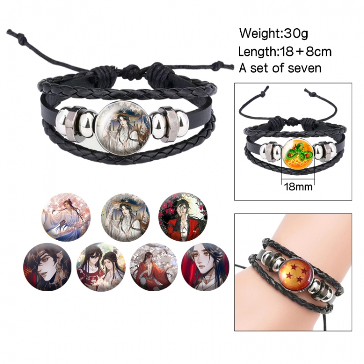 Heaven Official's Blessing Anime Freestyle Crystal Leather Rope Bracelet Set