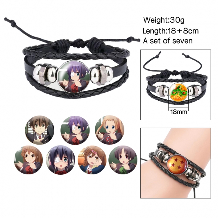 Chuunibyou Demo Koi Ga Shitai Anime Freestyle Crystal Leather Rope Bracelet Set