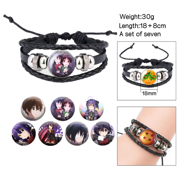 Chuunibyou Demo Koi Ga Shitai Anime Freestyle Crystal Leather Rope Bracelet Set
