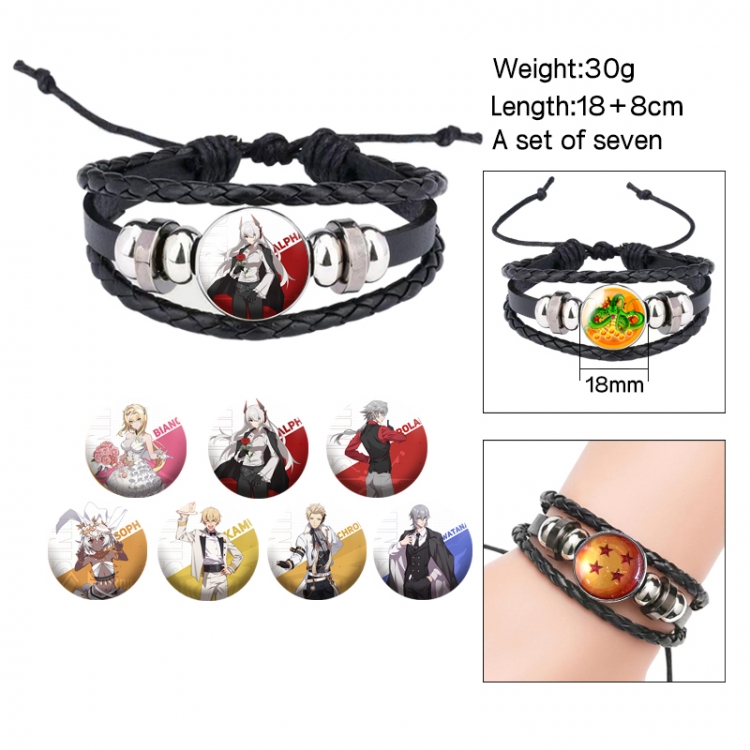 Zhan Shuang Pamish Anime Freestyle Crystal Leather Rope Bracelet Set