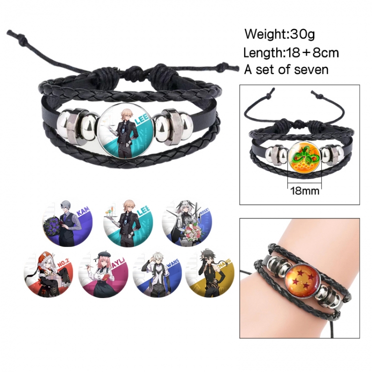 Zhan Shuang Pamish Anime Freestyle Crystal Leather Rope Bracelet Set