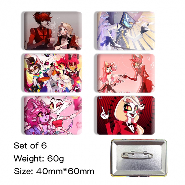 Hazbin Hotel Anime square tinplate badge chest badge 40X60CM a set of 6