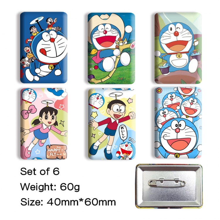 Doraemon Anime square tinplate badge chest badge 40X60CM a set of 6