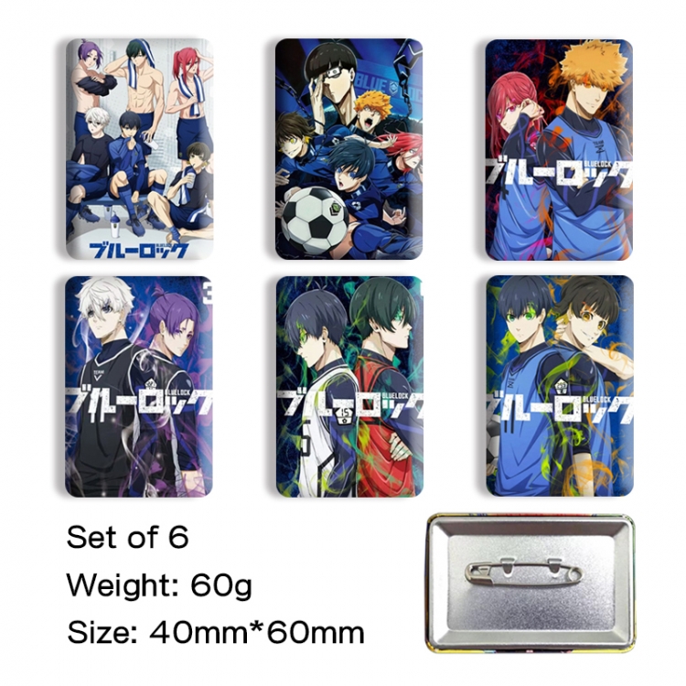 BLUE LOCK Anime square tinplate badge chest badge 40X60CM a set of 6