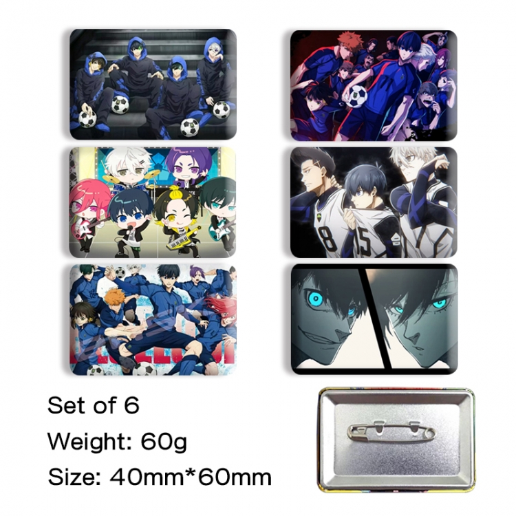 BLUE LOCK Anime square tinplate badge chest badge 40X60CM a set of 6