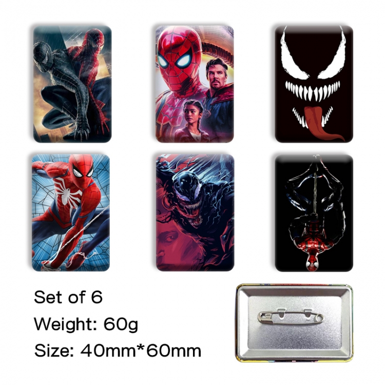 Marvel Anime square tinplate badge chest badge 40X60CM a set of 6