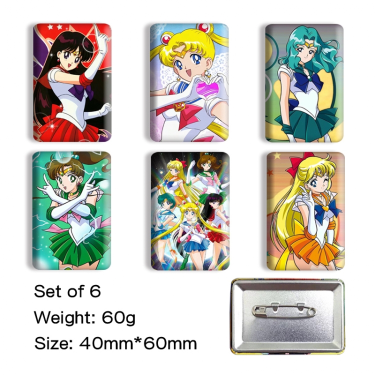 sailormoon Anime square tinplate badge chest badge 40X60CM a set of 6