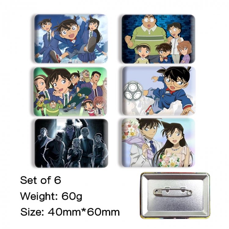 Detective conan Anime square tinplate badge chest badge 40X60CM a set of 6