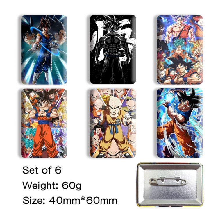 DRAGON BALL Anime square tinplate badge chest badge 40X60CM a set of 6