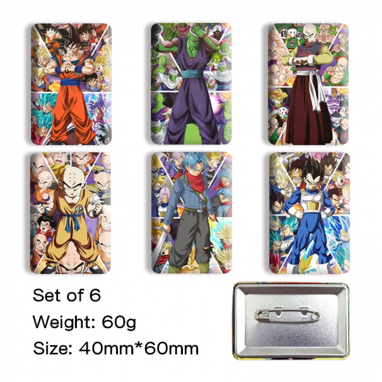 DRAGON BALL Anime square tinplate badge chest badge 40X60CM a set of 6