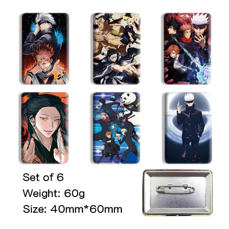Jujutsu Kaisen Anime square tinplate badge chest badge 40X60CM a set of 6