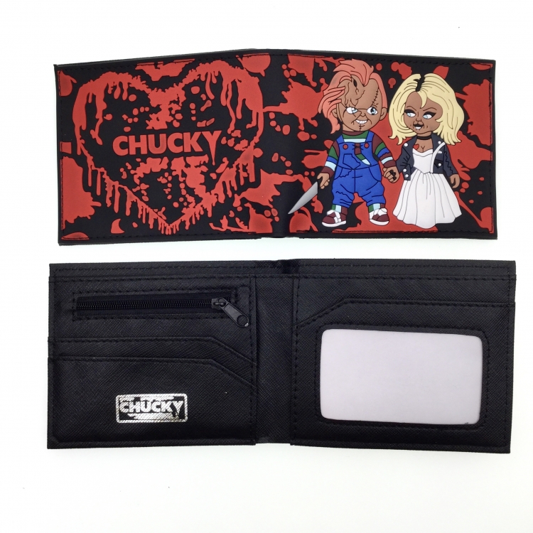 Chucky Anime peripheral PVC adhesive surface short style folding wallet