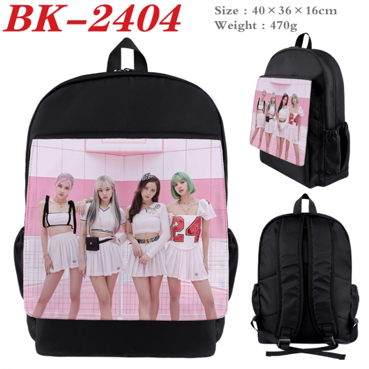 BLACK PINK Waterproof nylon canvas flip color picture backpack 40X36X16CM