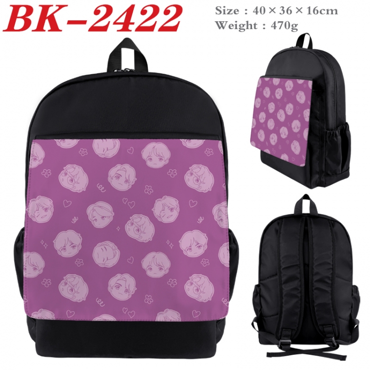 BTS Waterproof nylon canvas flip color picture backpack 40X36X16CM