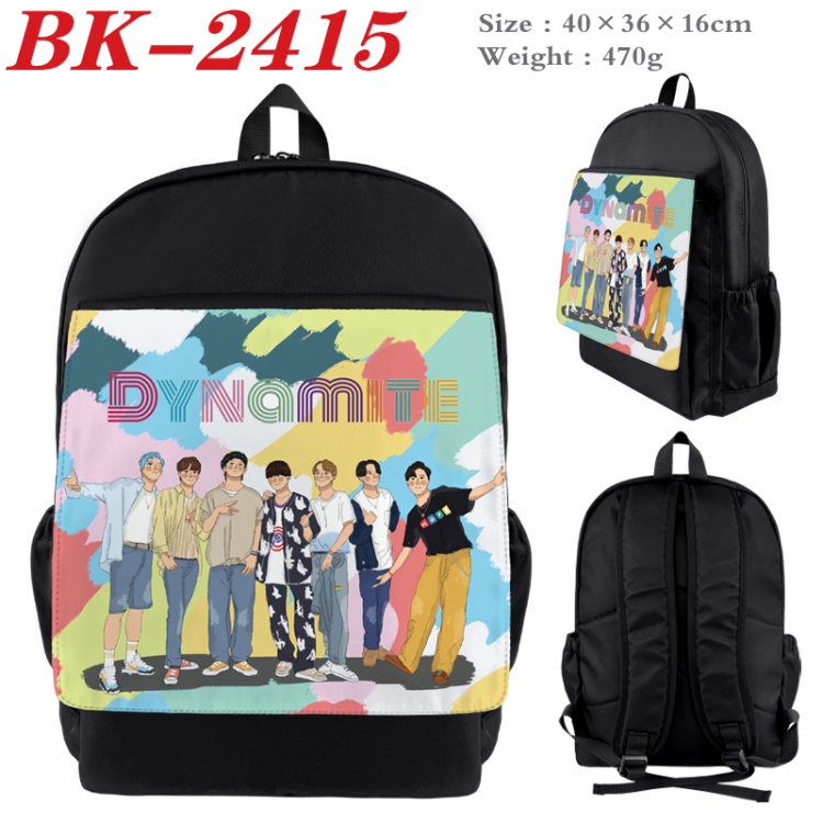 BTS Waterproof nylon canvas flip color picture backpack 40X36X16CM