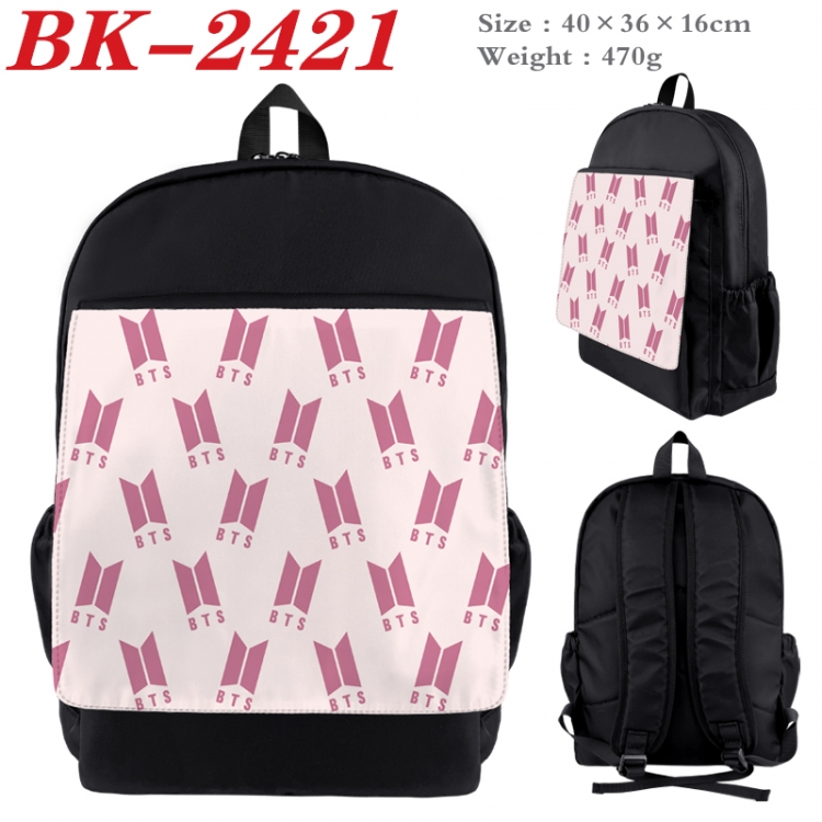 BTS Waterproof nylon canvas flip color picture backpack 40X36X16CM