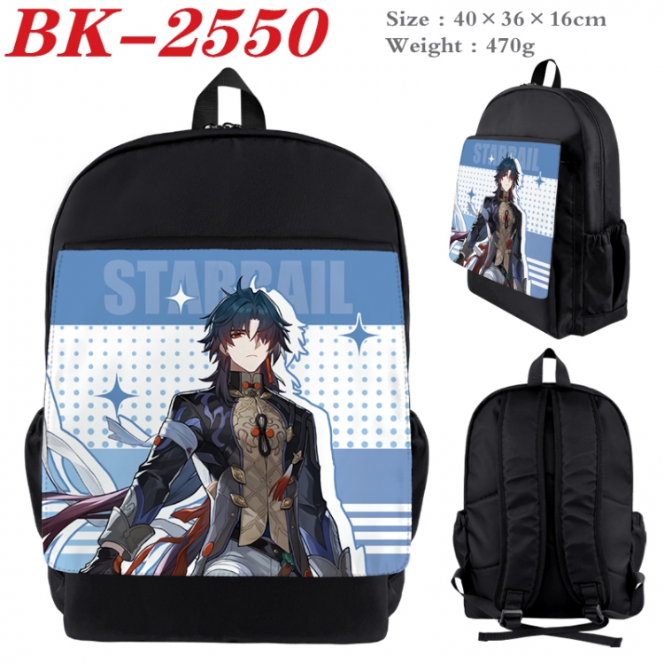 Honkai: Star Rail Waterproof nylon canvas flip color picture backpack 40X36X16CM