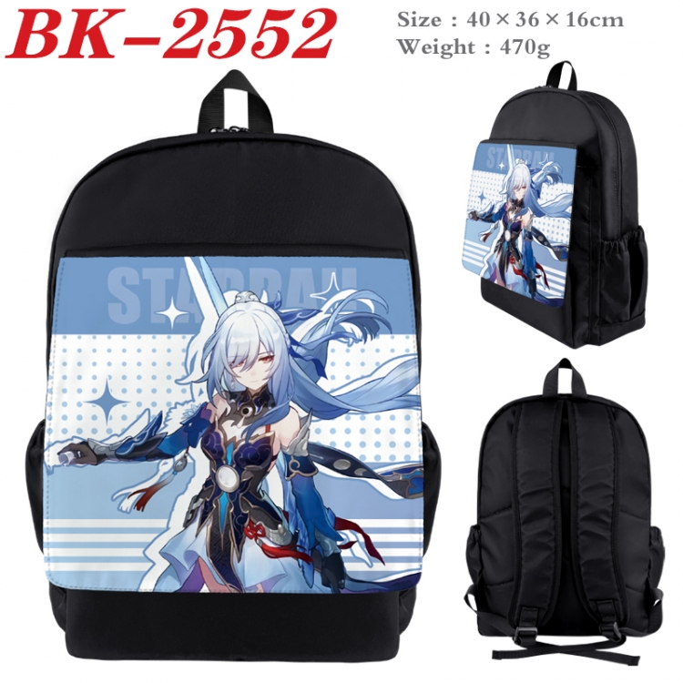 Honkai: Star Rail Waterproof nylon canvas flip color picture backpack 40X36X16CM