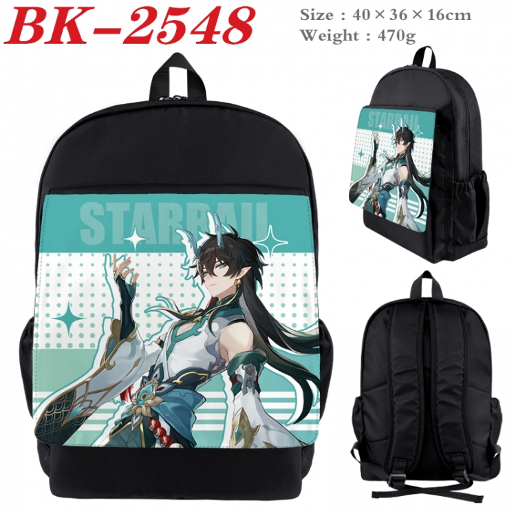 Honkai: Star Rail Waterproof nylon canvas flip color picture backpack 40X36X16CM