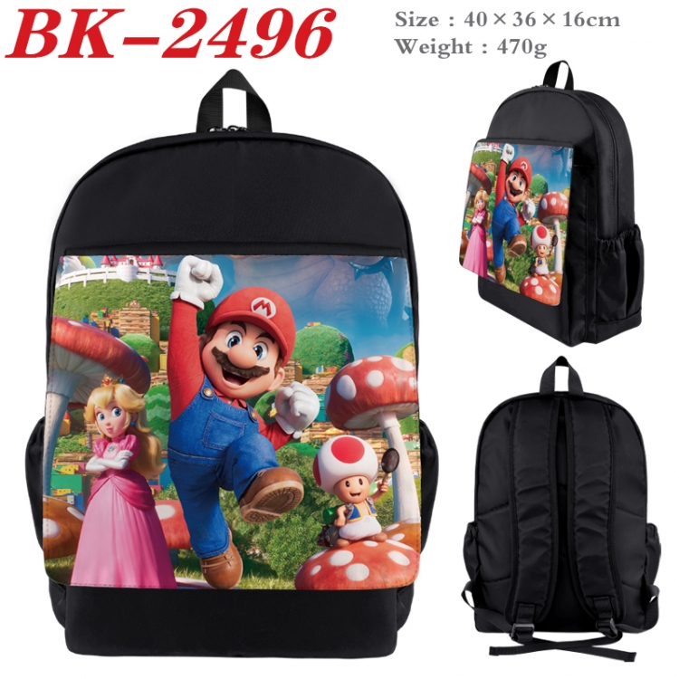 Super Mario Waterproof nylon canvas flip color picture backpack 40X36X16CM