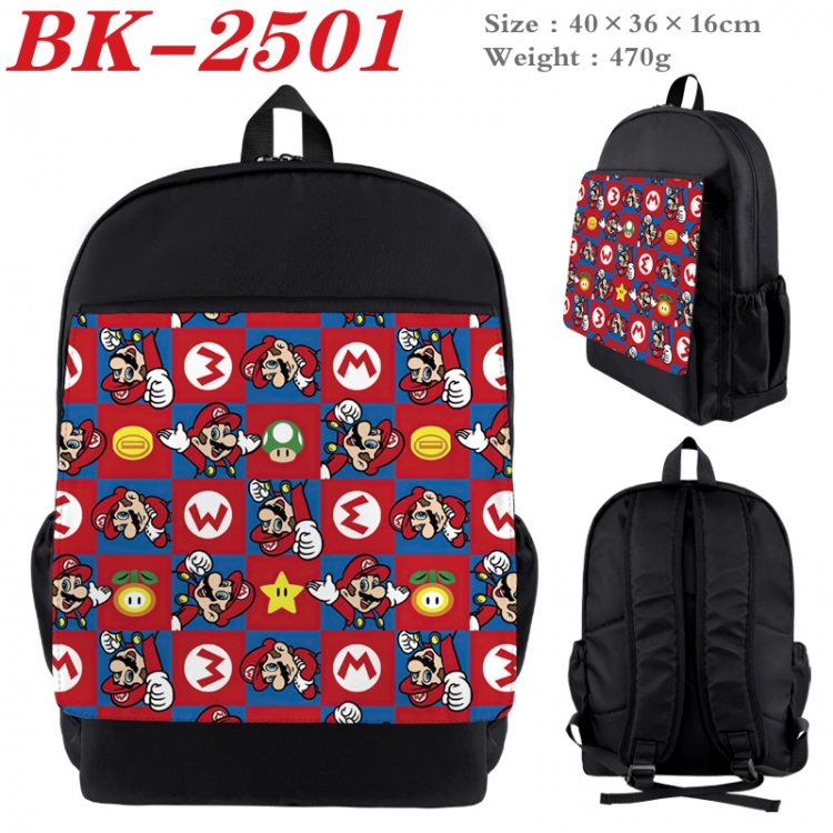 Super Mario Waterproof nylon canvas flip color picture backpack 40X36X16CM
