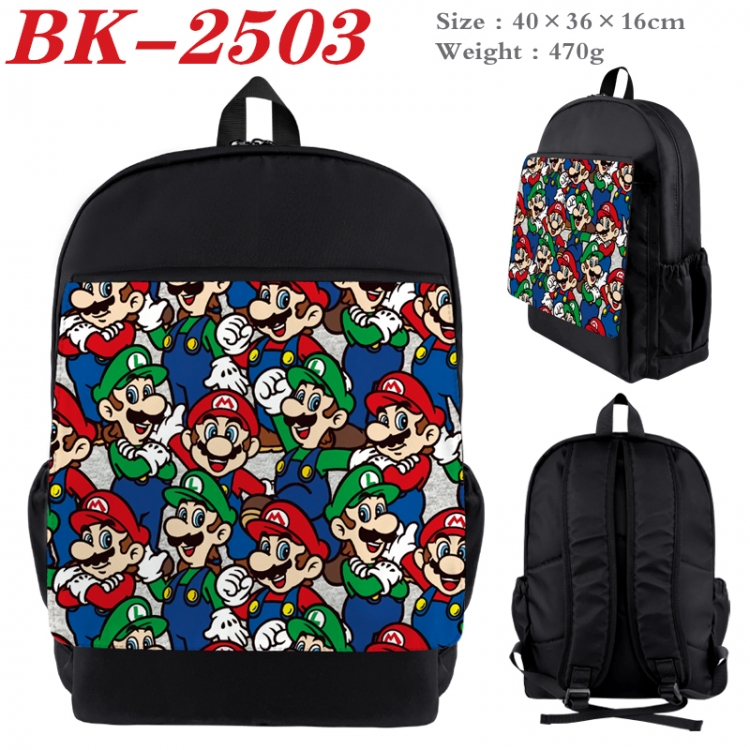 Super Mario Waterproof nylon canvas flip color picture backpack 40X36X16CM