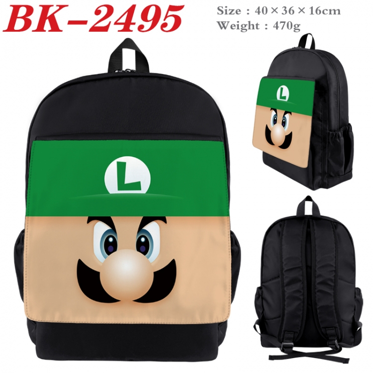 Super Mario Waterproof nylon canvas flip color picture backpack 40X36X16CM