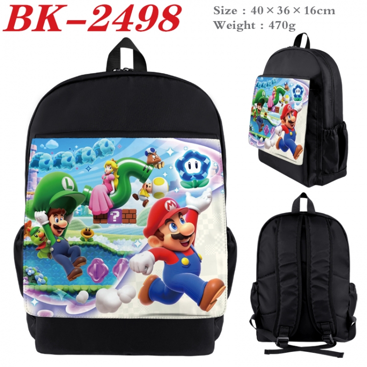 Super Mario Waterproof nylon canvas flip color picture backpack 40X36X16CM