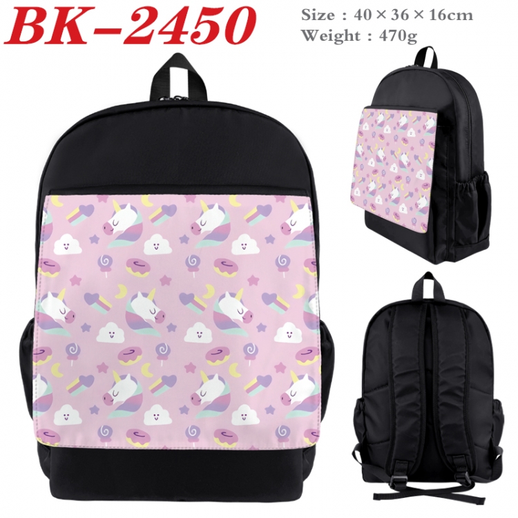 Unicorn Waterproof nylon canvas flip color picture backpack 40X36X16CM