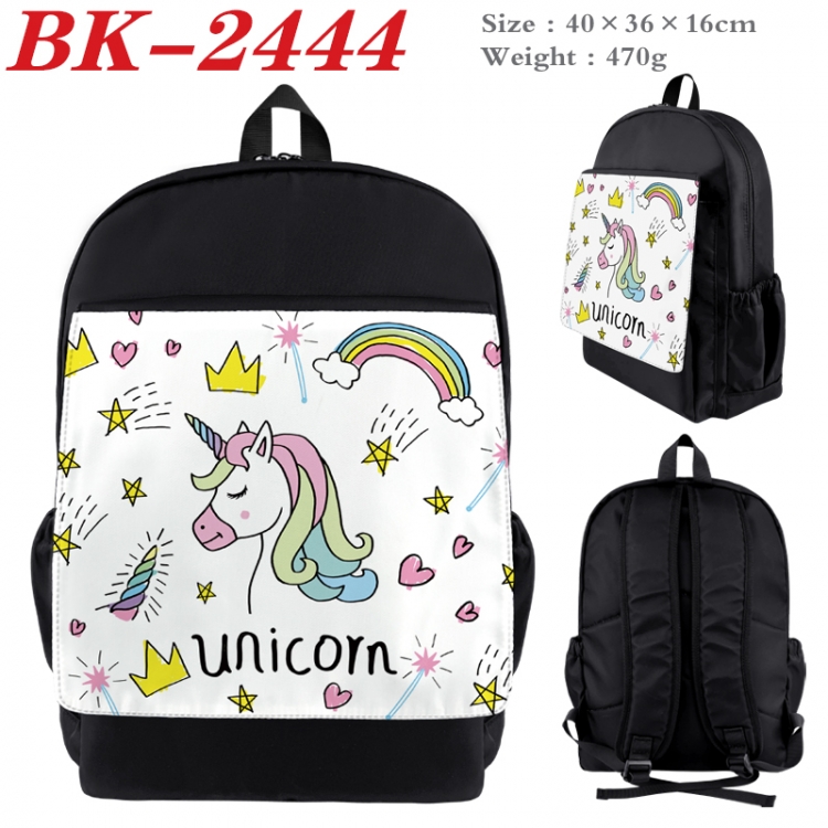 Unicorn Waterproof nylon canvas flip color picture backpack 40X36X16CM