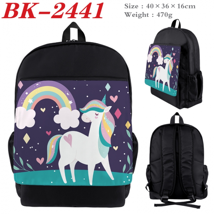 Unicorn Waterproof nylon canvas flip color picture backpack 40X36X16CM