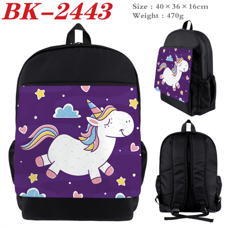 Unicorn Waterproof nylon canvas flip color picture backpack 40X36X16CM