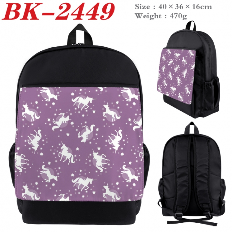 Unicorn Waterproof nylon canvas flip color picture backpack 40X36X16CM