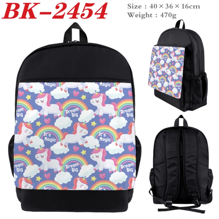 Unicorn Waterproof nylon canvas flip color picture backpack 40X36X16CM