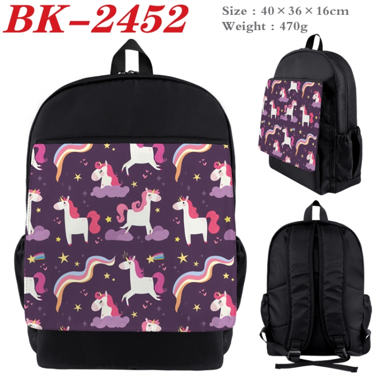 Unicorn Waterproof nylon canvas flip color picture backpack 40X36X16CM