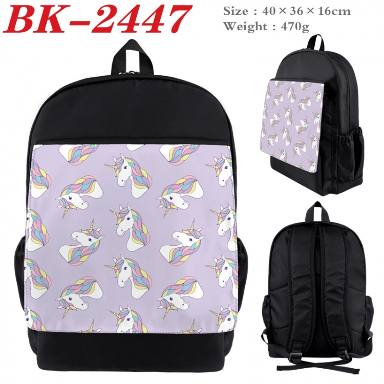 Unicorn Waterproof nylon canvas flip color picture backpack 40X36X16CM