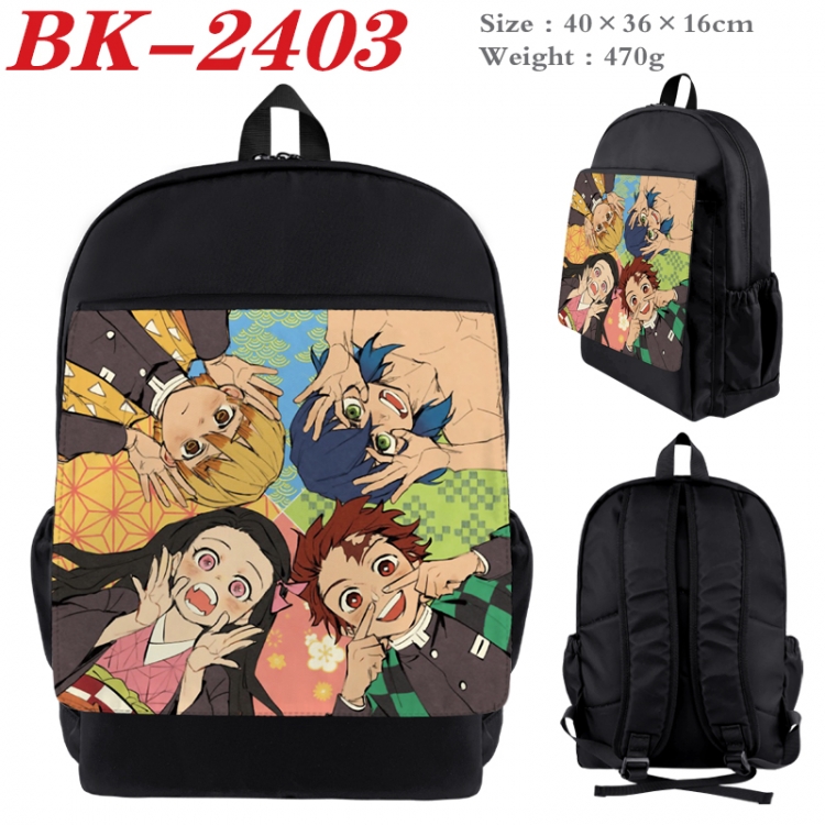Demon Slayer Kimets Waterproof nylon canvas flip color picture backpack 40X36X16CM