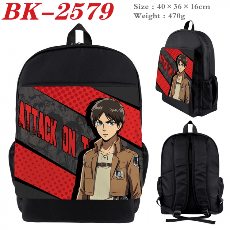 Shingeki no Kyojin Waterproof nylon canvas flip color picture backpack 40X36X16CM