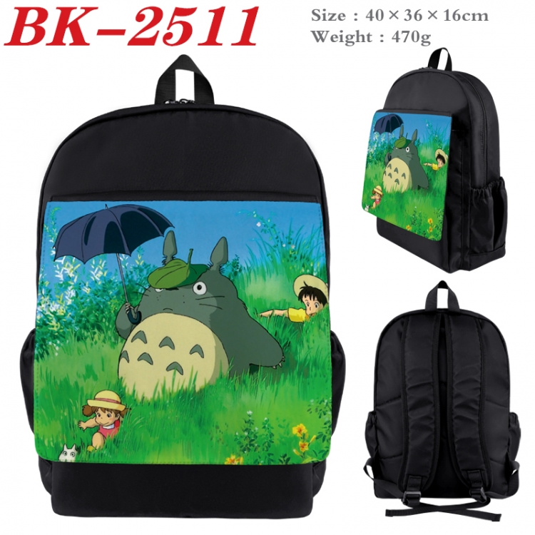 TOTORO Waterproof nylon canvas flip color picture backpack 40X36X16CM