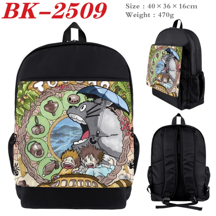 TOTORO Waterproof nylon canvas flip color picture backpack 40X36X16CM