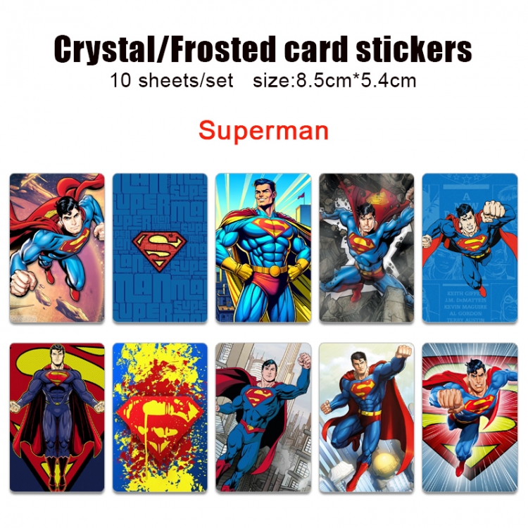 Superheroes Frosted anime crystal bus card decorative sticker a set of 10  price for 5 set