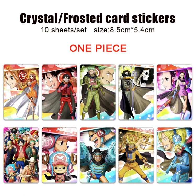 One Piece Frosted anime crystal bus card decorative sticker a set of 10  price for 5 set