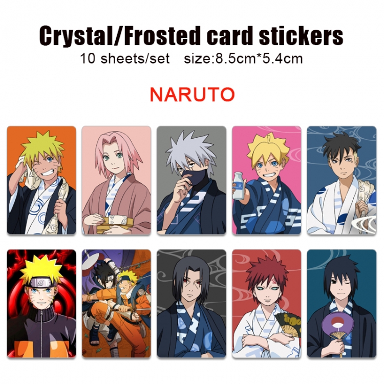 Naruto Frosted anime crystal bus card decorative sticker a set of 10  price for 5 set